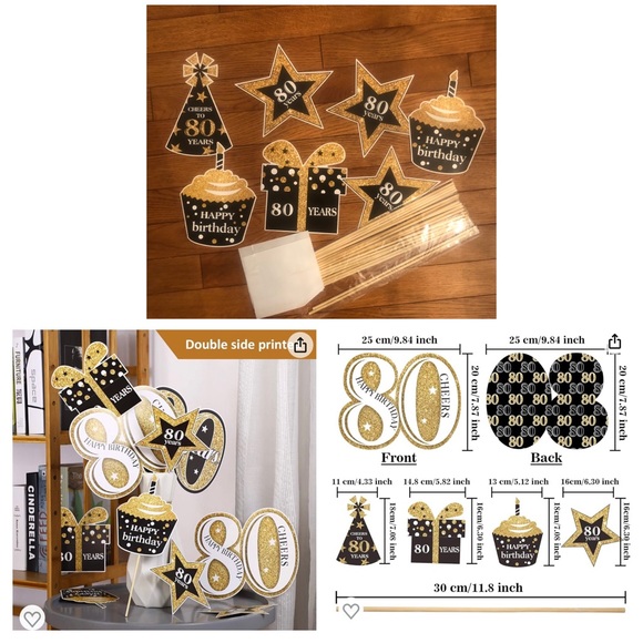 Black & Gold 80th Birthday Decorations 🎉 - Picture 2 of 3